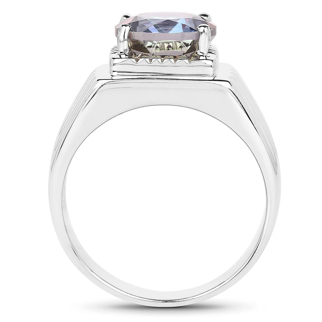 4.75 Carat Genuine Mystic Topaz .925 Sterling Silver Ring