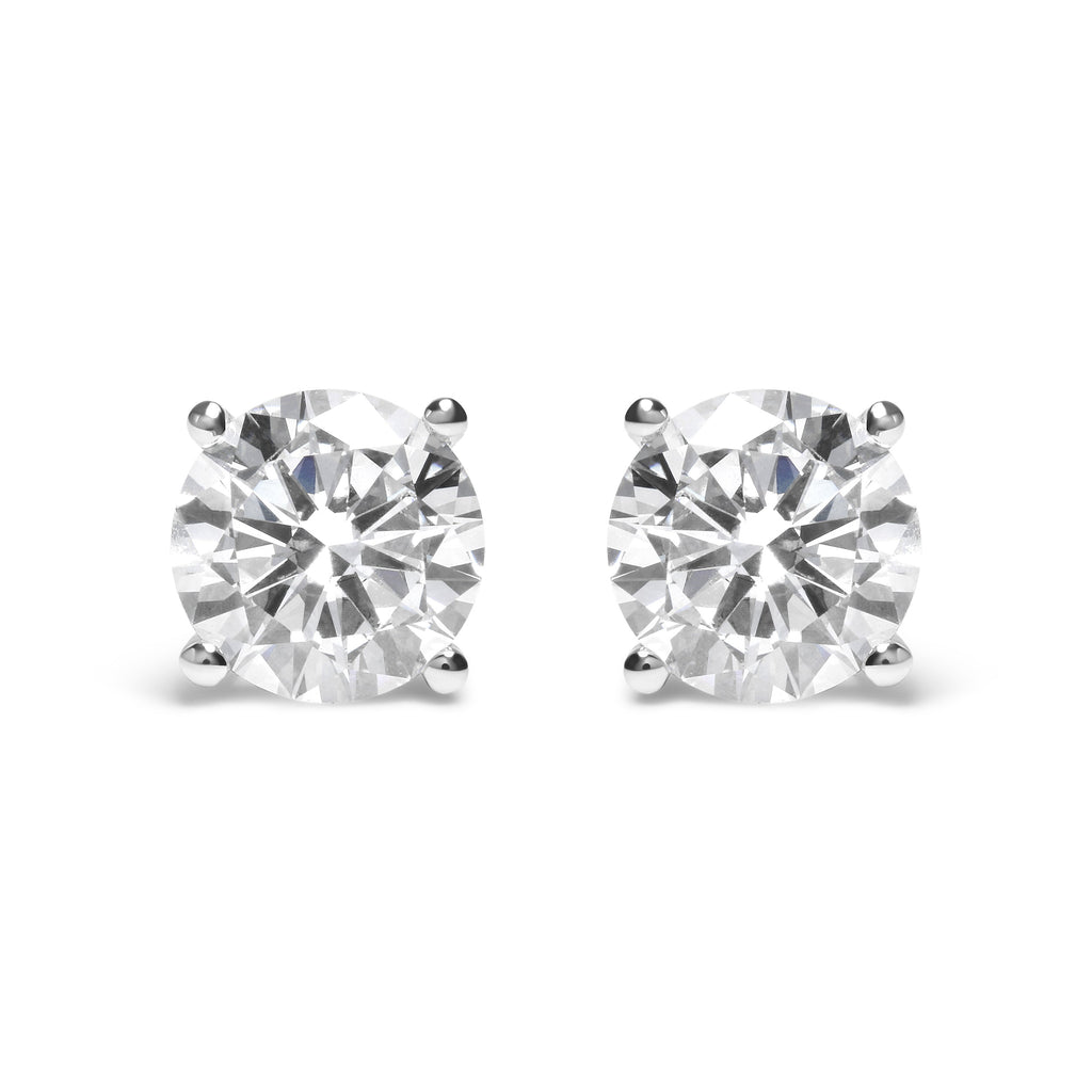 IGI Certified 14K White Gold 5.00 Cttw Round Brilliant-Cut Lab Grown Diamond Classic 4-Prong Stud Earrings with Screw Backs (F-G Color, SI1 Clarity)