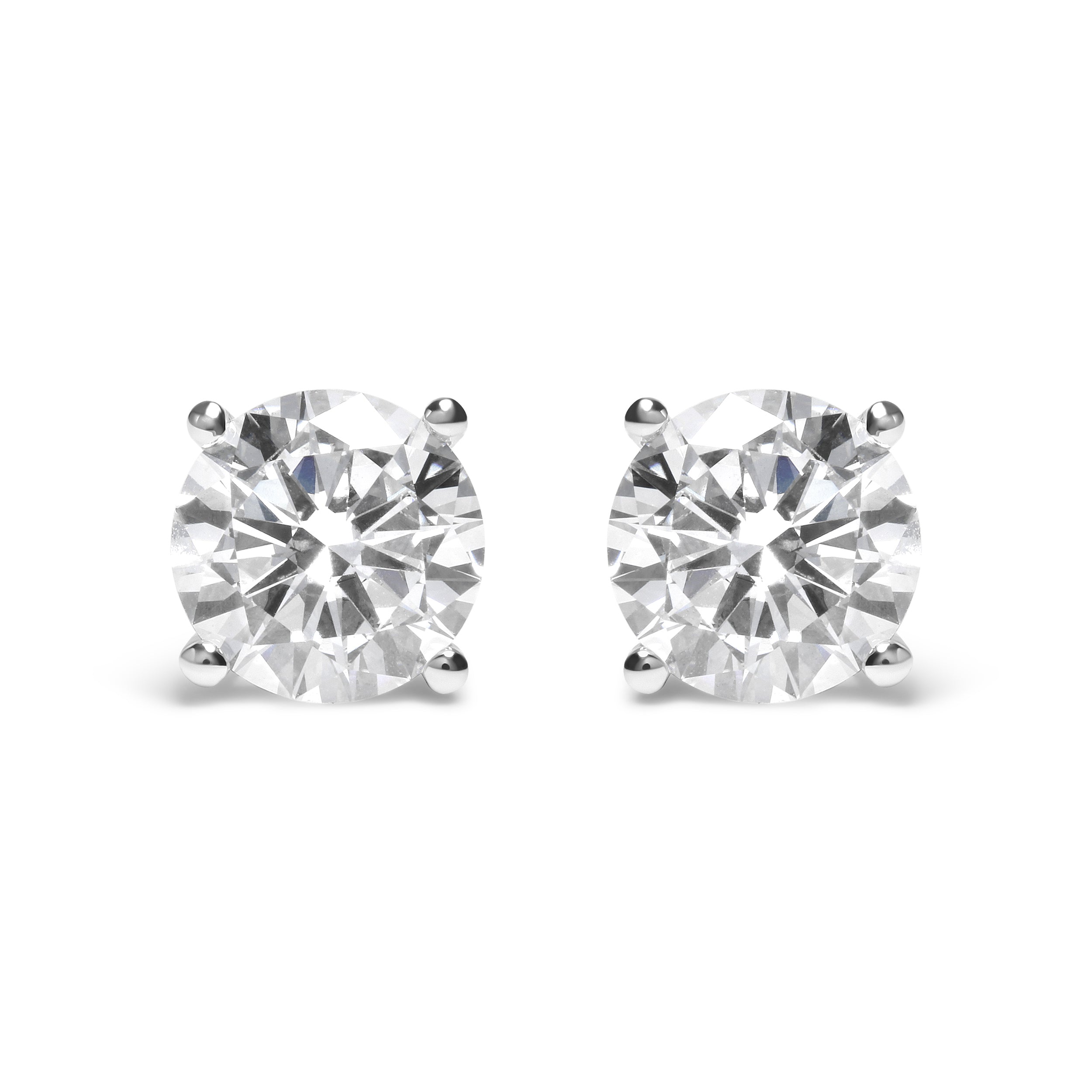 IGI Certified 14K White Gold 5.00 Cttw Round Brilliant-Cut Lab Grown Diamond Classic 4-Prong Stud Earrings with Screw Backs (F-G Color, SI1 Clarity)