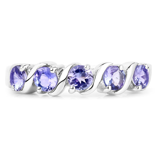 1.15 Carat Genuine Tanzanite .925 Sterling Silver Ring