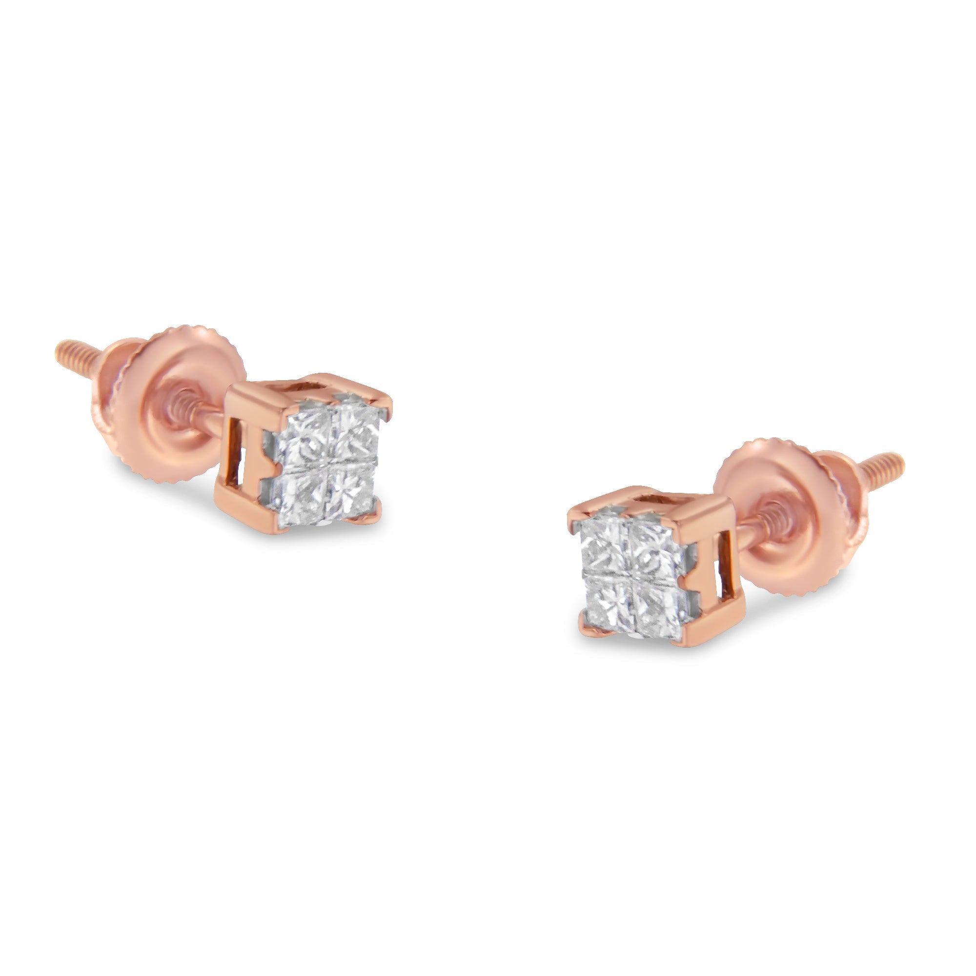 10KT Yellow Gold Princess Diamond Stud Earring (1/4 cttw, J-K Color, I1-I2 Clarity)