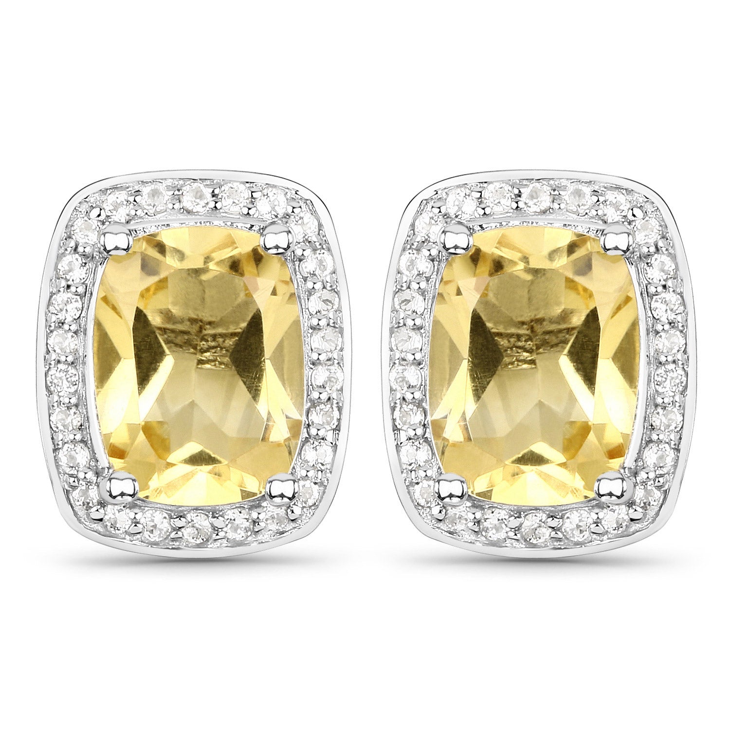 2.81 Carat Genuine Citrine and White Topaz .925 Sterling Silver Earrings