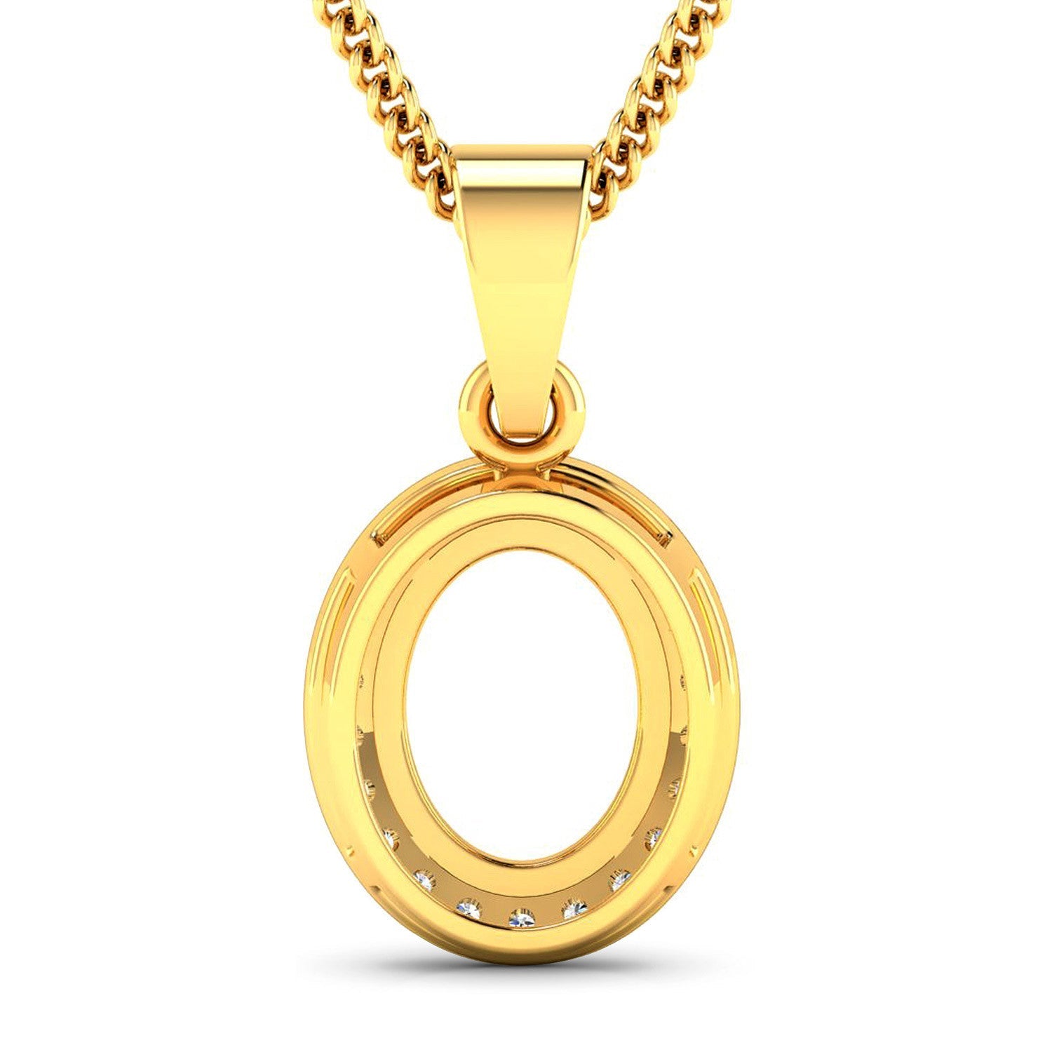0.22 Carat Genuine White Diamond 14K Yellow Gold Semi Mount Pendant - holds 9x7mm Oval Gemstone