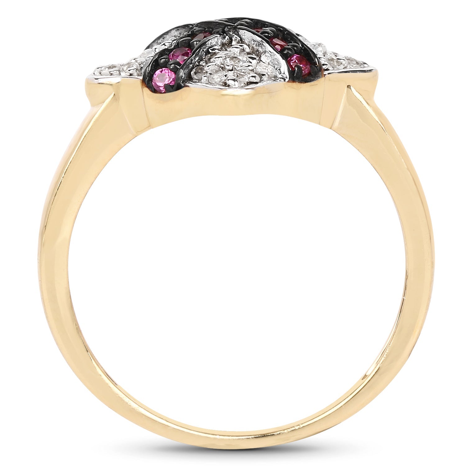 14K Yellow Gold Plated 0.57 Carat Genuine Ruby and White Cubic Zirconia .925 Sterling Silver Ring