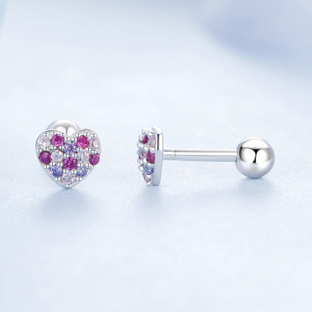 925 Sterling Silver Earrings with Pavé Setting CZ in White Gold for Women
