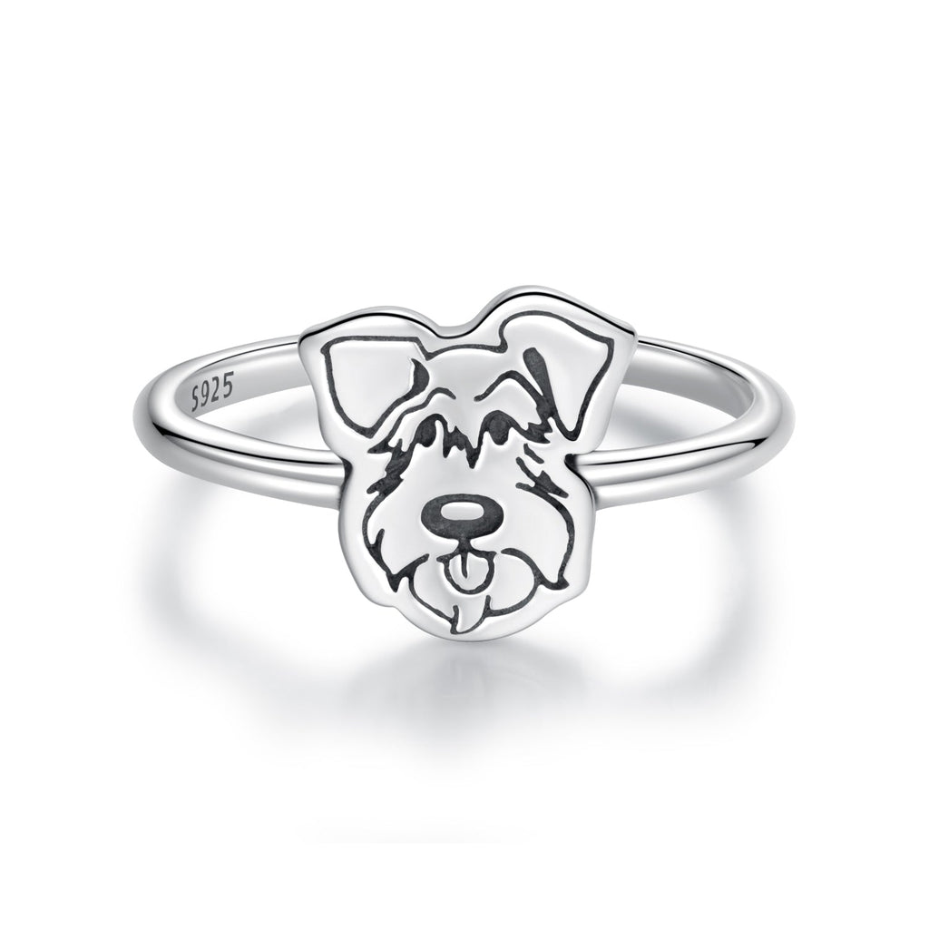 925 Sterling Silver Oxidized Silver Dog Ring for Women
