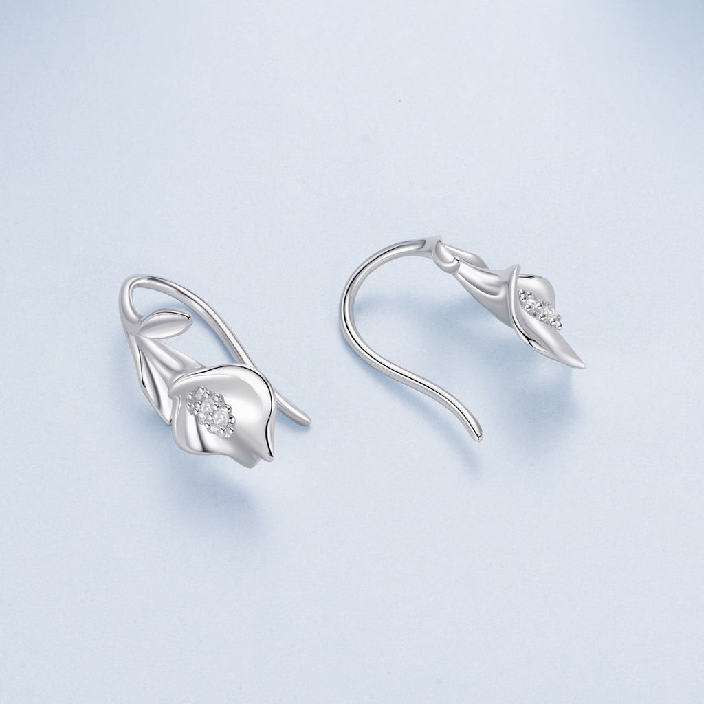 925 Sterling Silver Earrings with White Gold Plating and CZ