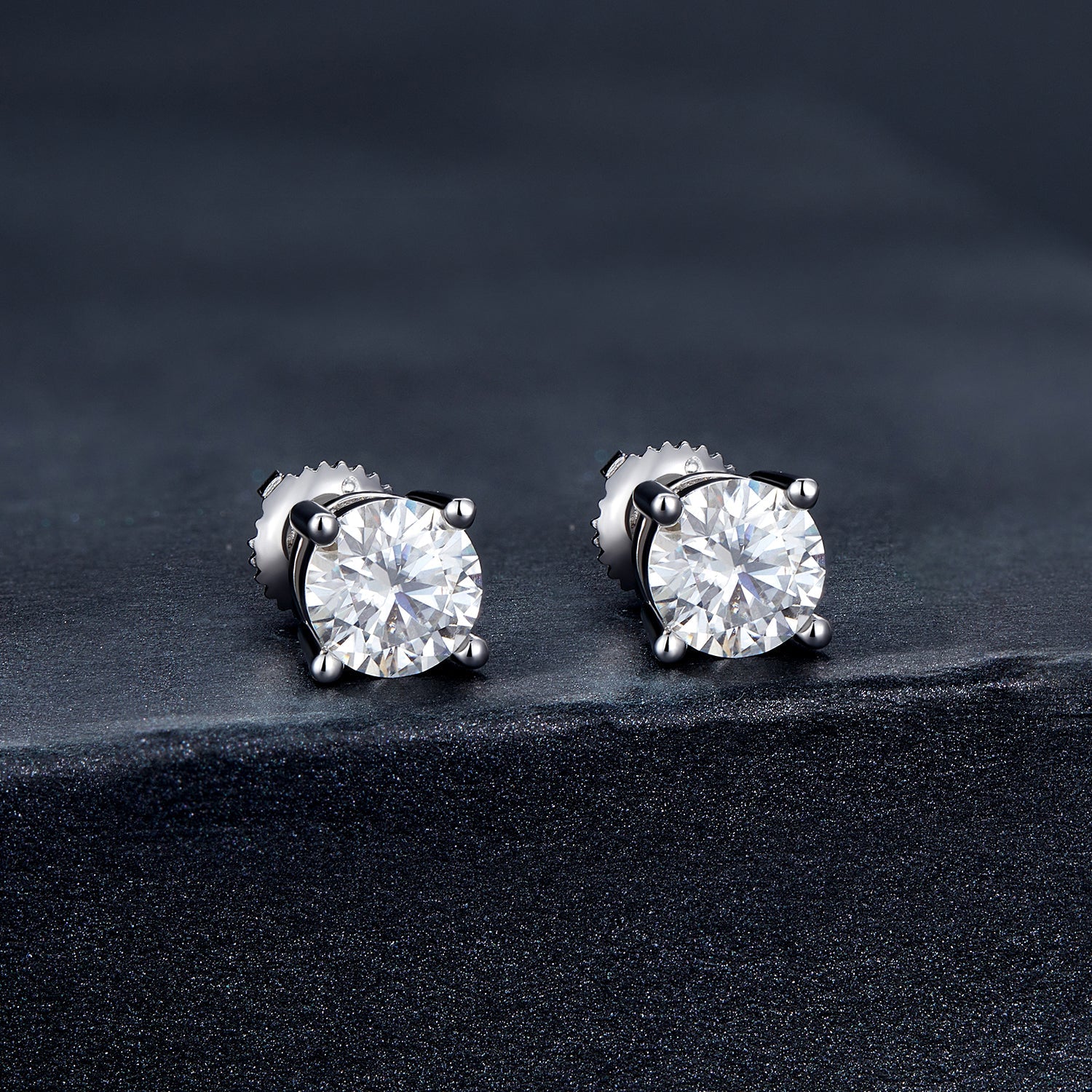 925 Sterling Silver Earrings with Moissanite in Style S, 0.5cm for Women