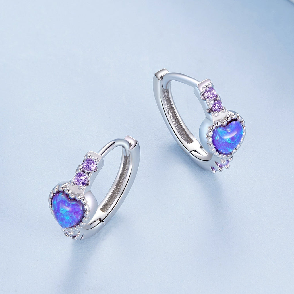 925 Sterling Silver Translucent Opal Earrings with CZ for Women