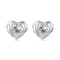 925 Sterling Silver Earrings with Pave Setting CZ and White Gold Plating