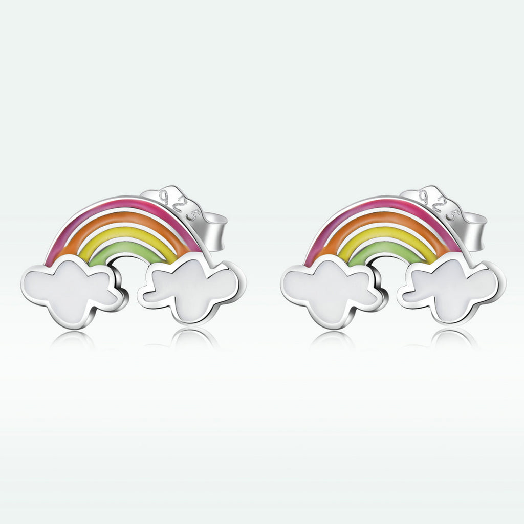 925 Sterling Silver Earrings with Enamel Process in Oxidized Silver for Women