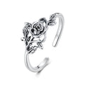 925 Sterling Silver Oxidized Adjustable Ring for Women