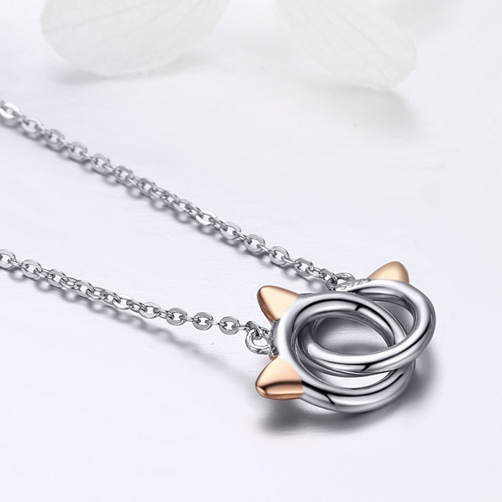 925 Sterling Silver Necklace, Length 38-45cm, Pendant 1.2*1cm, for Women