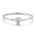 925 Sterling Silver Pavé Setting CZ Bracelet with White Gold Plating for Women - Size 17.0