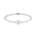 925 Sterling Silver White Gold Plated Bracelet 17.0 cm Inner Diameter 55mm for Women