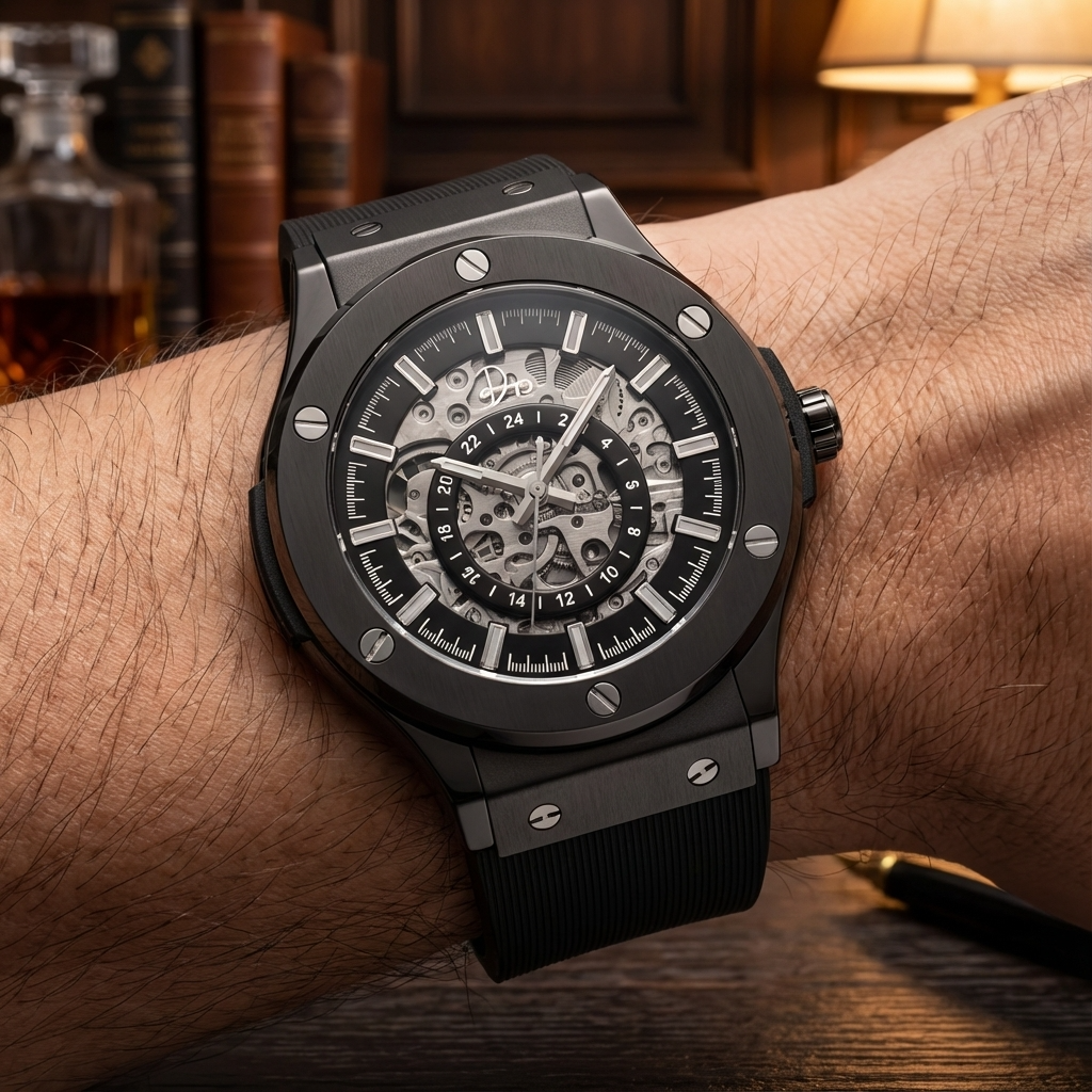 Stainless Steel Skeleton Watch - The 199 Gunmetal by Dapper Watches