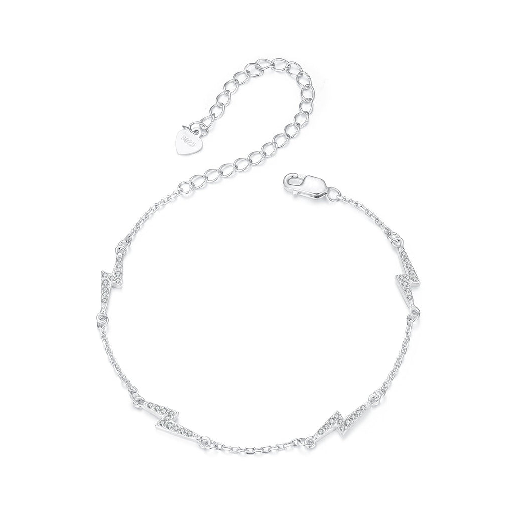 925 Sterling Silver Pave Setting CZ Bracelet with White Gold Plating