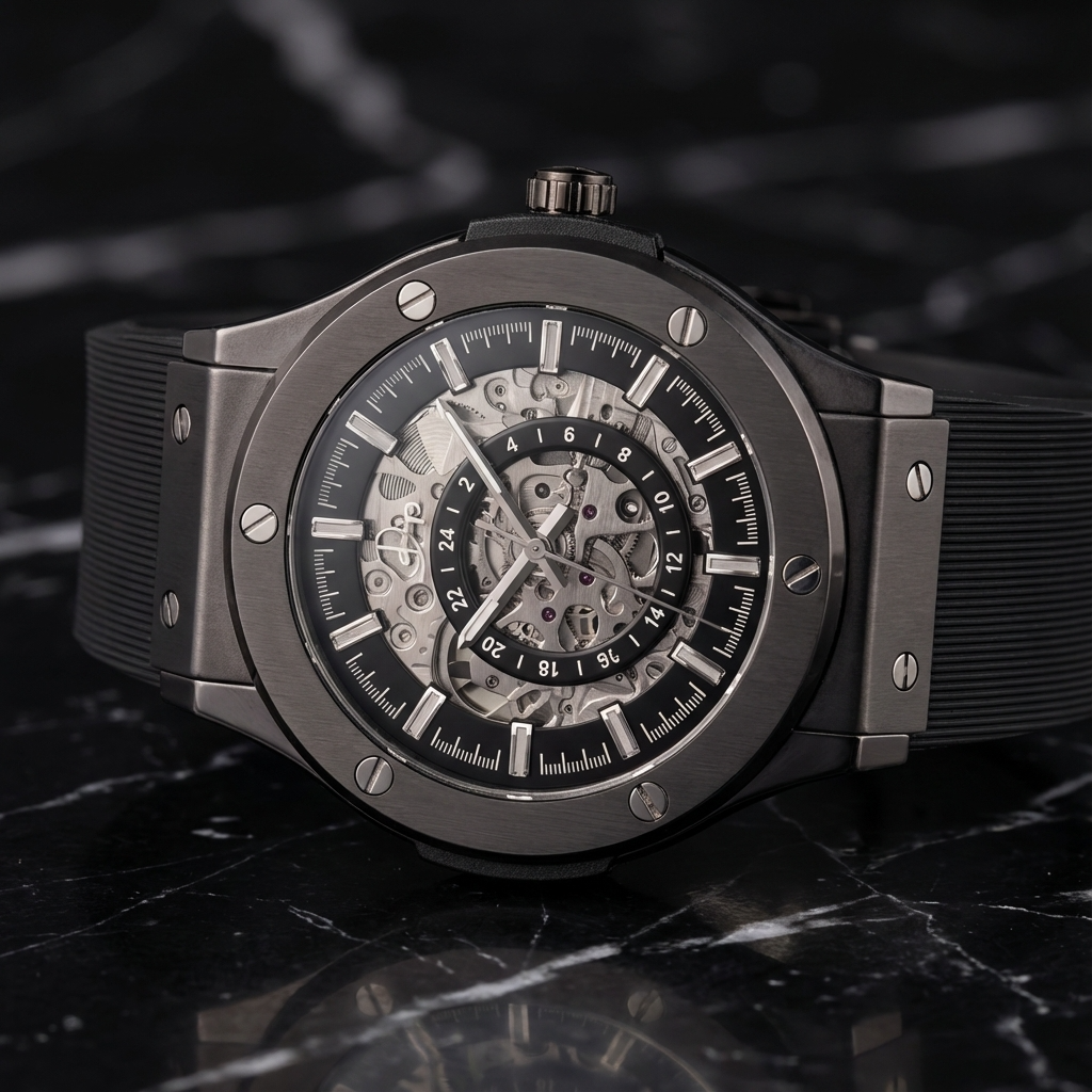 Stainless Steel Skeleton Watch - The 199 Gunmetal by Dapper Watches