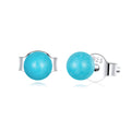 925 Sterling Silver Turquoise Earrings 0.4cm for Women