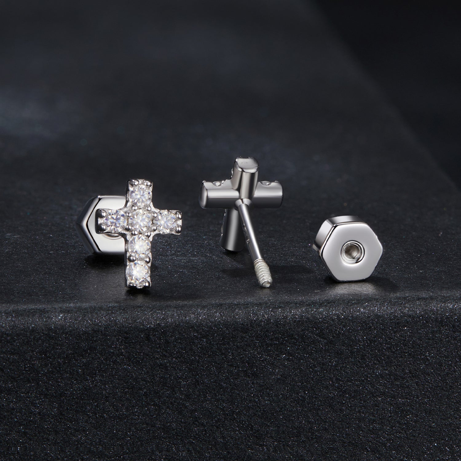 925 Sterling Silver Moissanite Earring 0.7x0.6cm for Women
