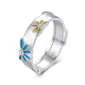 925 Sterling Silver Enamel Ring Size 6.0 for Women