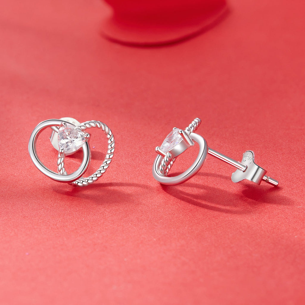 925 Sterling Silver White Gold Plated Pavé Setting CZ Earrings