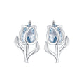 925 Sterling Silver Synthetic Spinel Earrings with Platinum Plating - 12x7mm