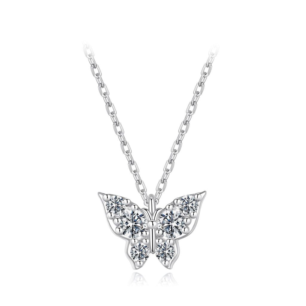 925 Sterling Silver Plated White Gold Moissanite Necklace 40+5cm for Women