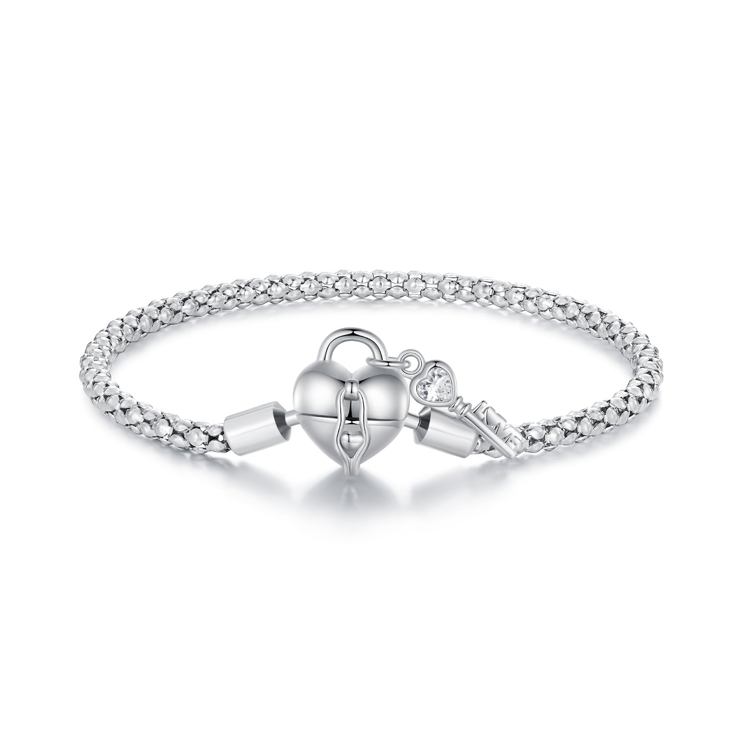 925 Sterling Silver Pavé Setting CZ Bracelet Size 17.0 for Women