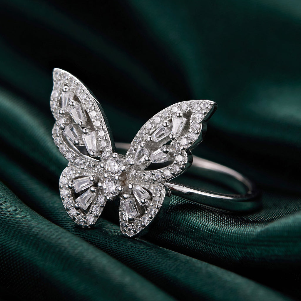 925 Sterling Silver White Gold Plated 1.9mm CZ Pavé Setting Ring Size 7 for Women