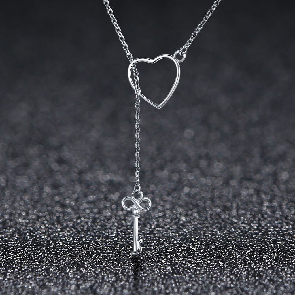 925 Sterling Silver Necklace 55cm with Heart Pendant for Women