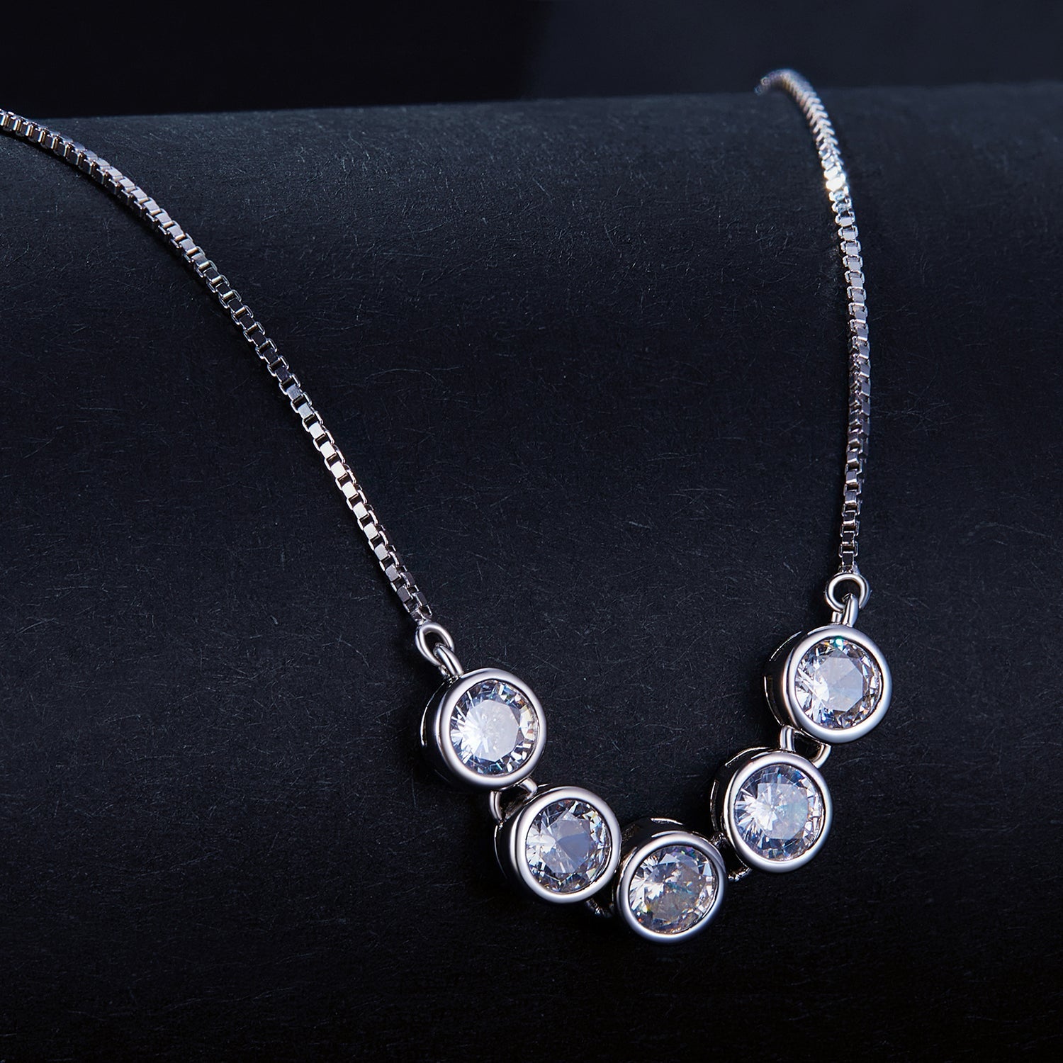 925 Sterling Silver 4mm Moissanite Plated Platinum Necklace for Women