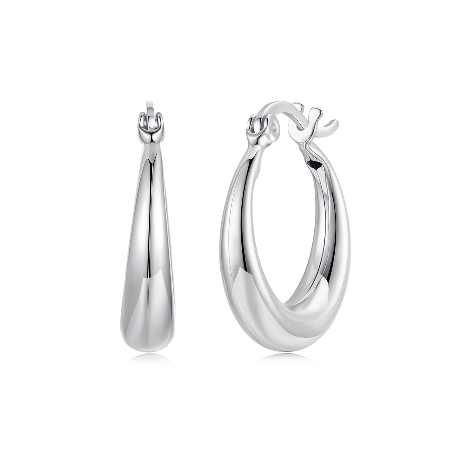 925 Sterling Silver White Gold Plated Earrings 3.0*0.7cm for Women