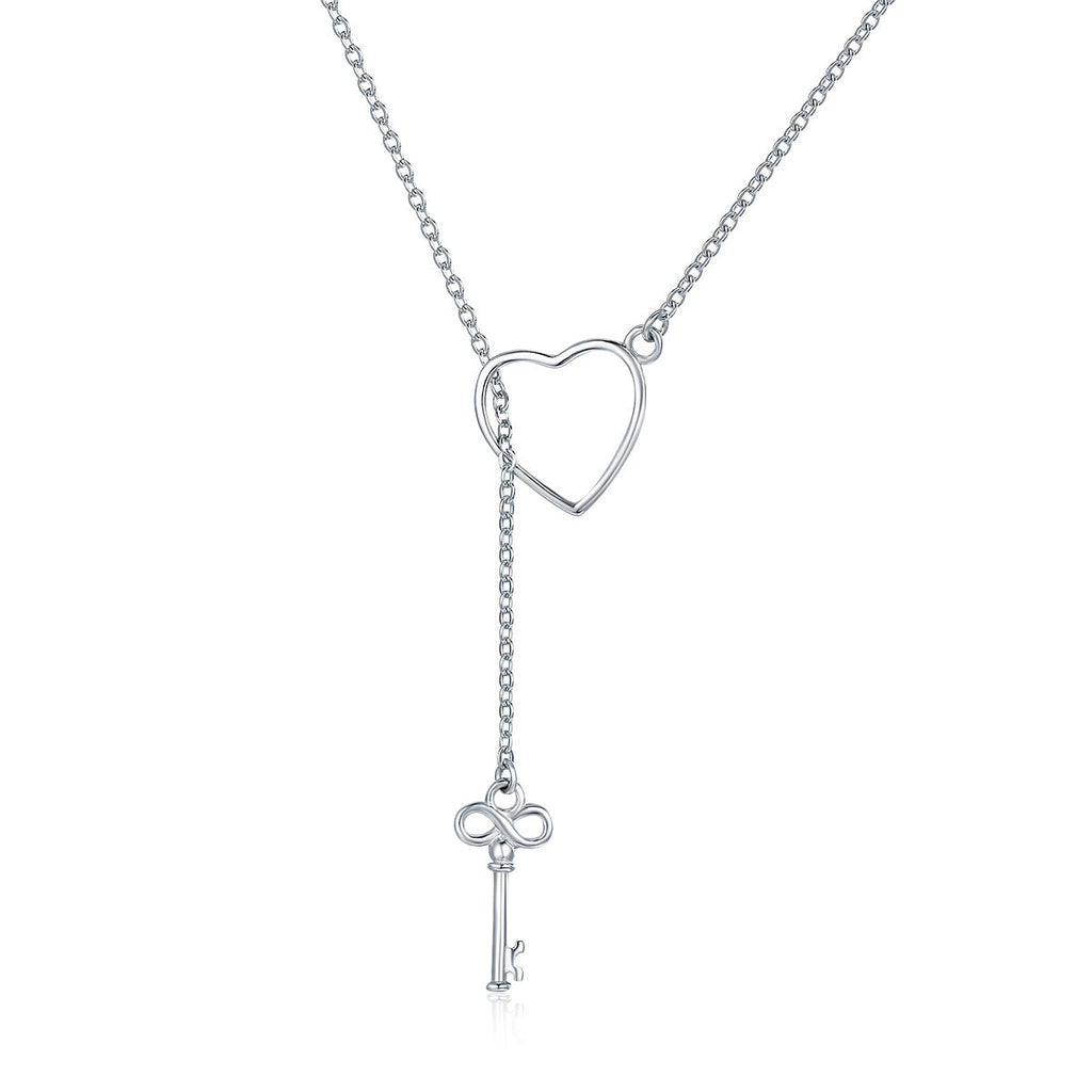 925 Sterling Silver Necklace 55cm with Heart Pendant for Women