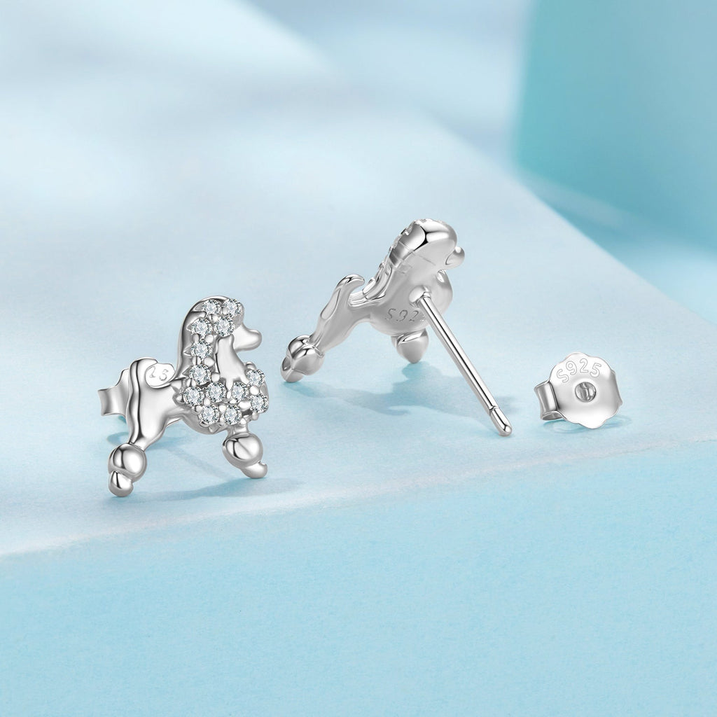 925 Sterling Silver White Gold Plated Pavé CZ Earrings