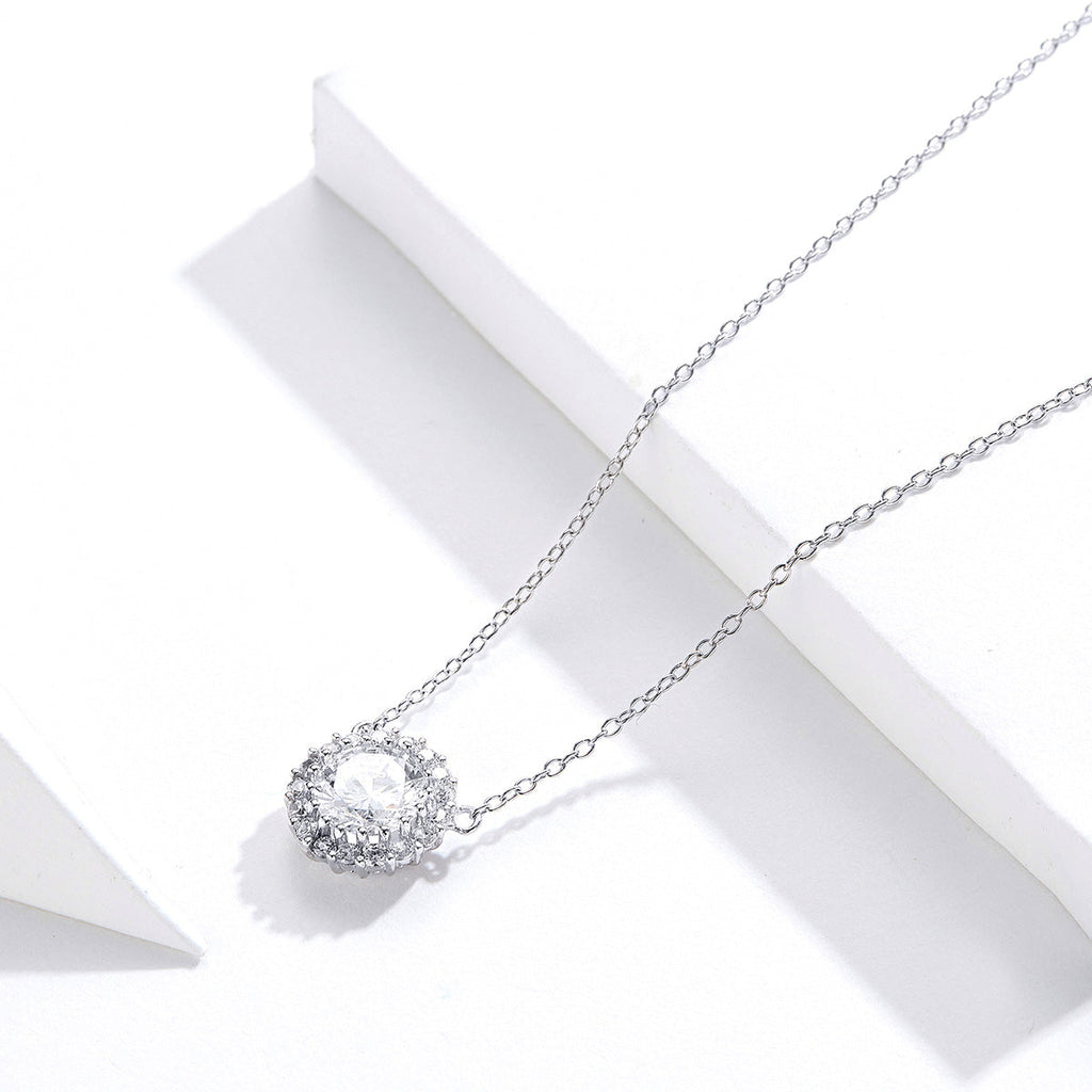 925 Sterling Silver Plated Platinum 49cm Pavé Setting CZ Necklace for Women