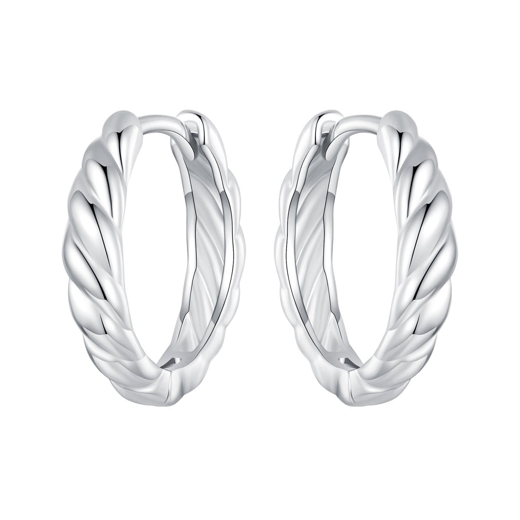 925 Sterling Silver Plated White Gold Earrings for Women - Size 11*3mm