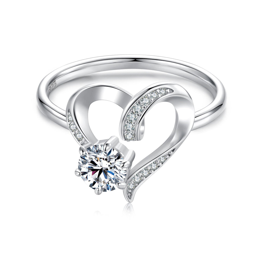 925 Sterling Silver Moissanite Heart-Shaped Ring Size 7 for Women
