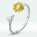 925 Sterling Silver Ring with Pavé Setting CZ, 0.1cm Width, Flower Design for Women