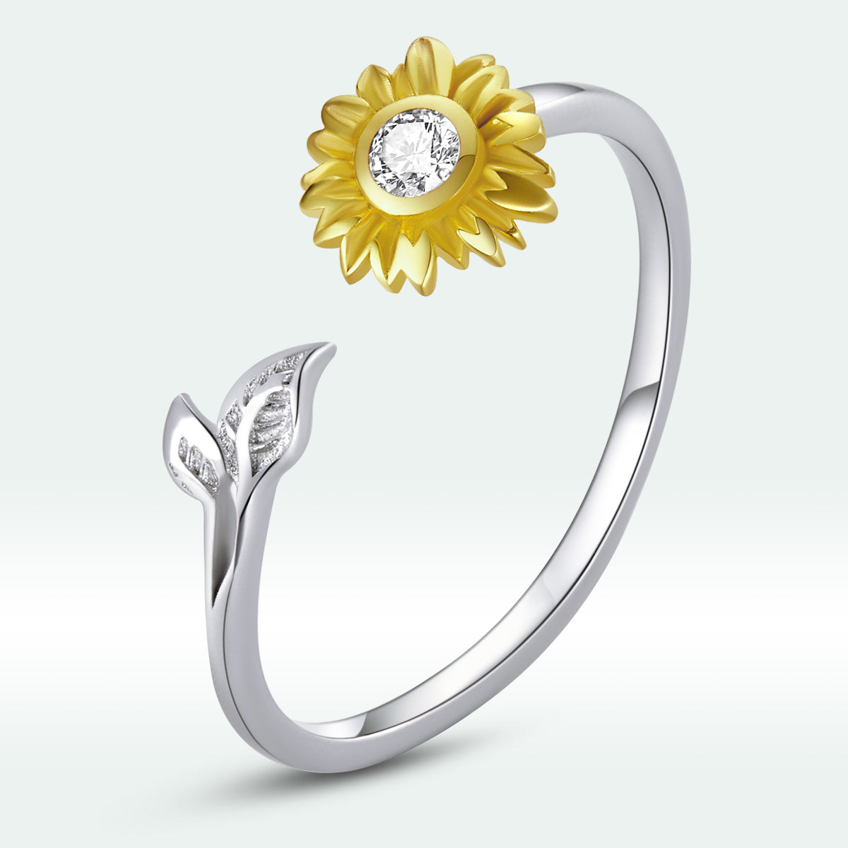 925 Sterling Silver Ring with Pavé Setting CZ, 0.1cm Width, Flower Design for Women