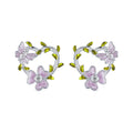 925 Sterling Silver Enamel CZ Plated Earrings