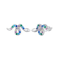 925 Sterling Silver Earrings with Pavé Setting CZ, 7x15mm, Plated Platinum for Women
