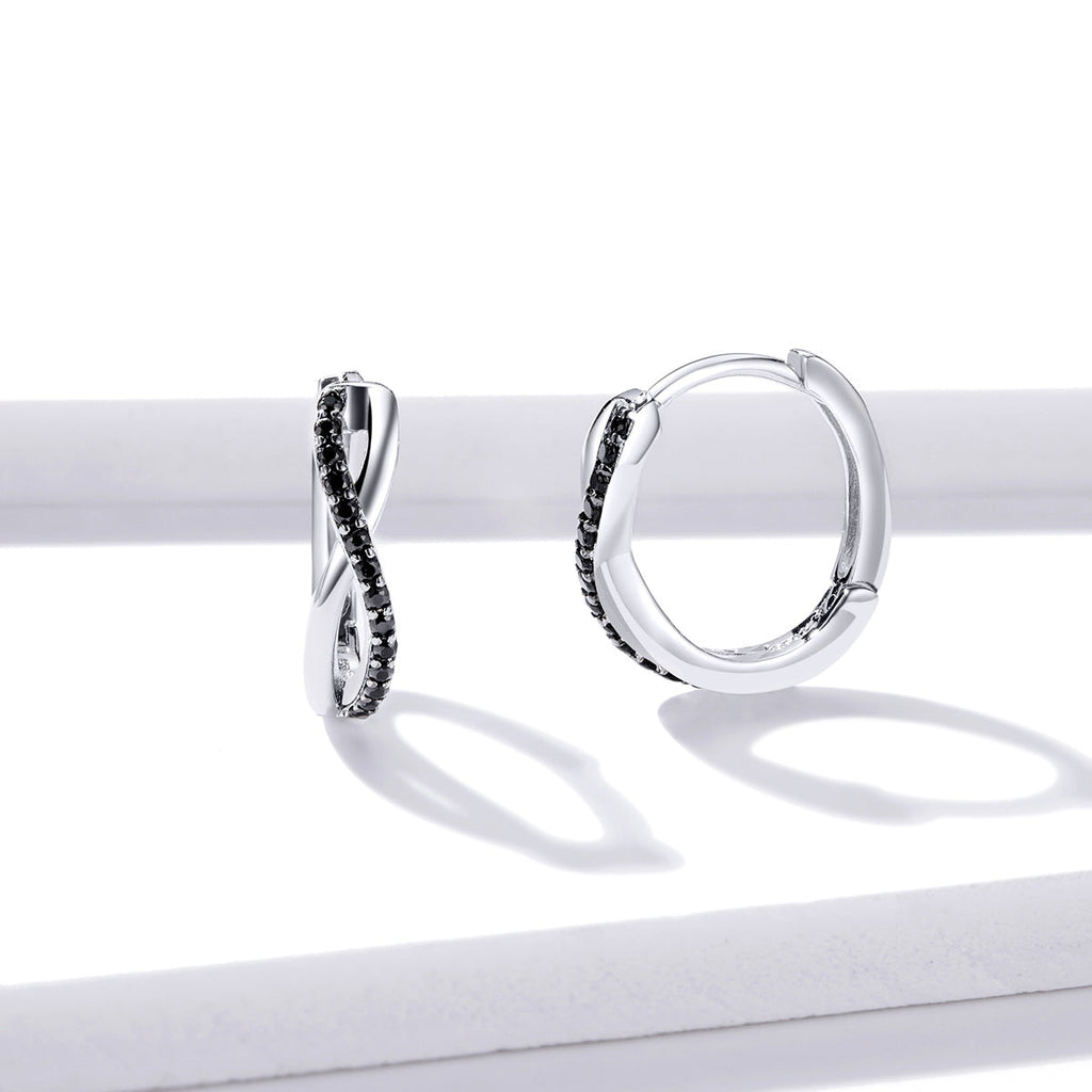 925 Sterling Silver Earrings 1.3*0.4cm with Pavé Setting CZ for Women