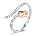 925 Sterling Silver Ring with Rose Gold and Platinum Plating, 0.4*0.6cm for Women