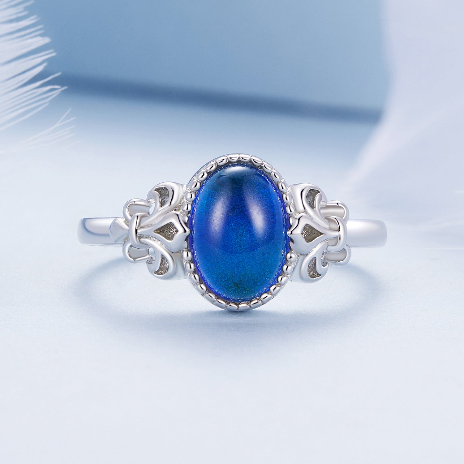 925 Sterling Silver Ring 1.7mm Size 6.0 with Transparent Glass for Women