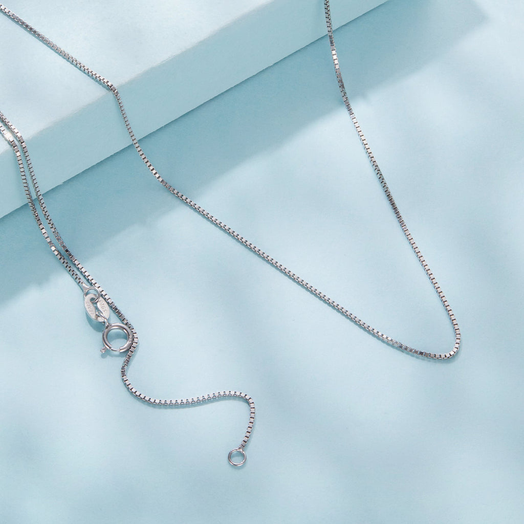 925 Sterling Silver + Plated White Gold Necklace 40cm for Women