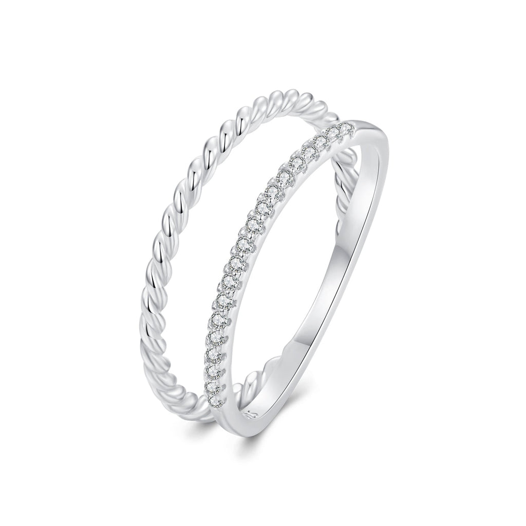 925 Sterling Silver Ring 6.0 Size with Pavé Setting CZ