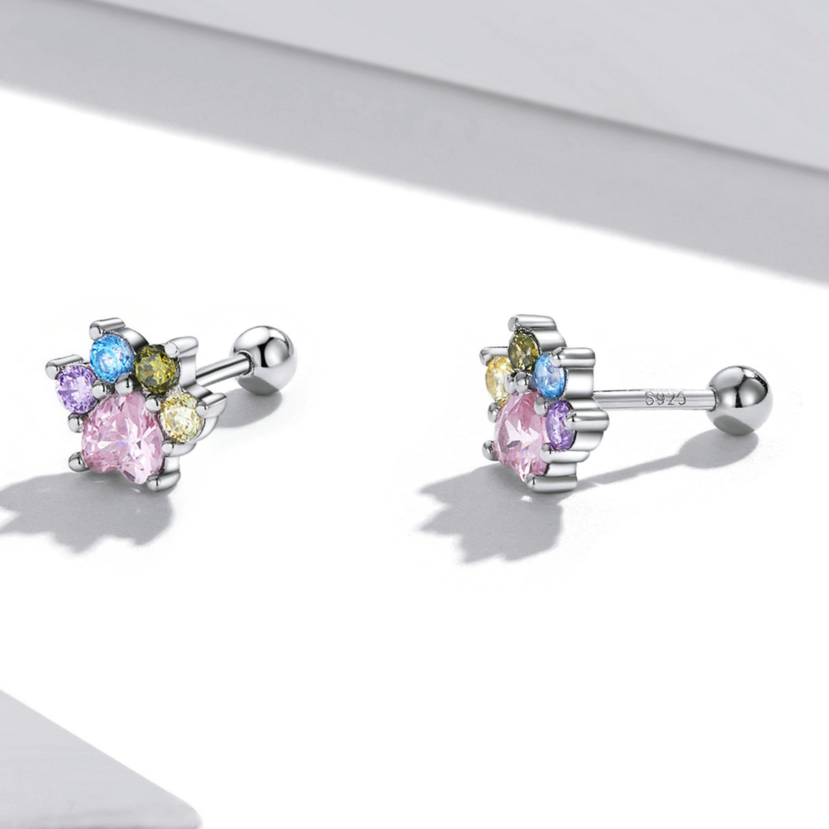 925 Sterling Silver Earrings with Pavé Setting and CZ