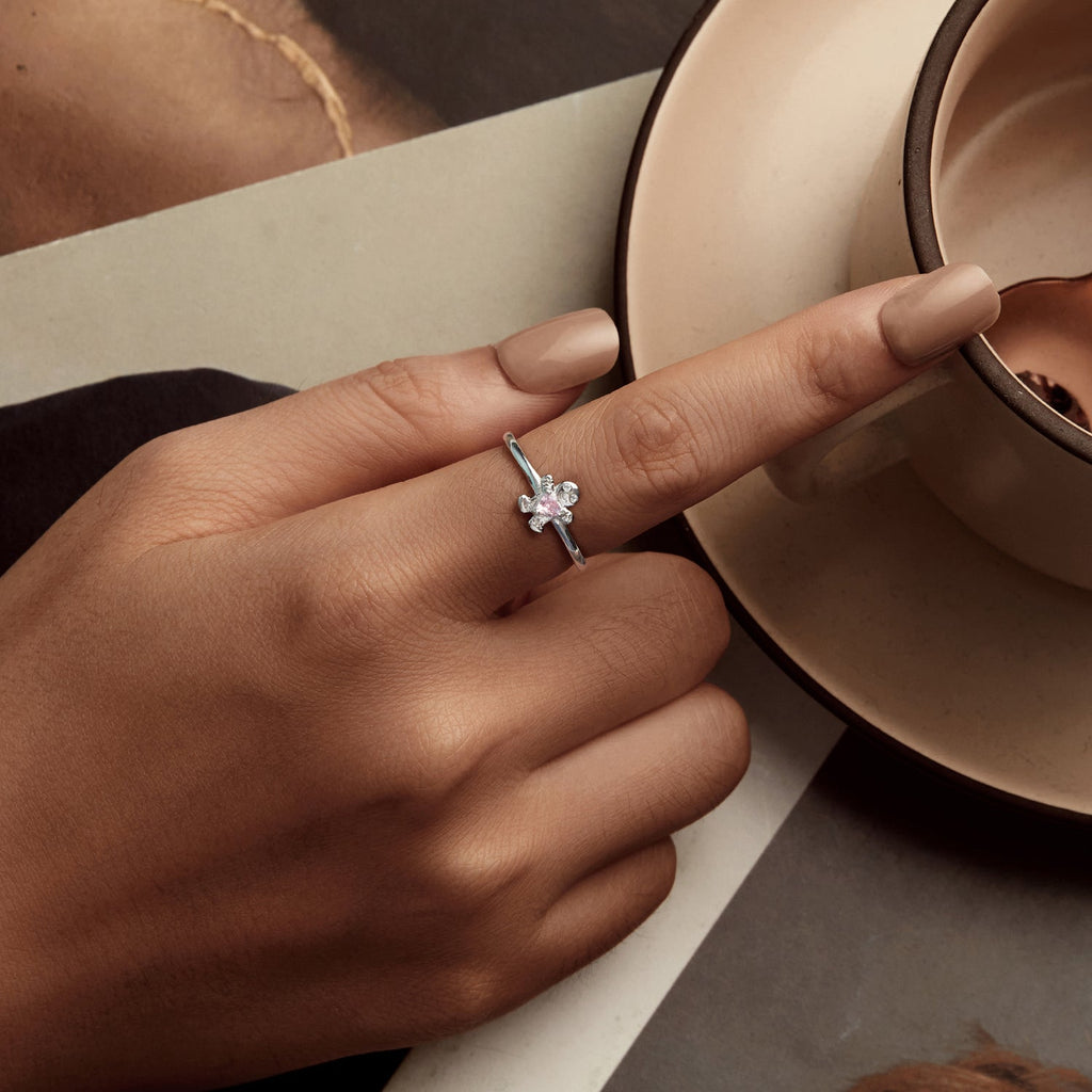 925 Sterling Silver White Gold Plated Pavé Setting CZ Ring