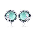 S925 Oxidized Silver Transparent Glass Earrings for Women